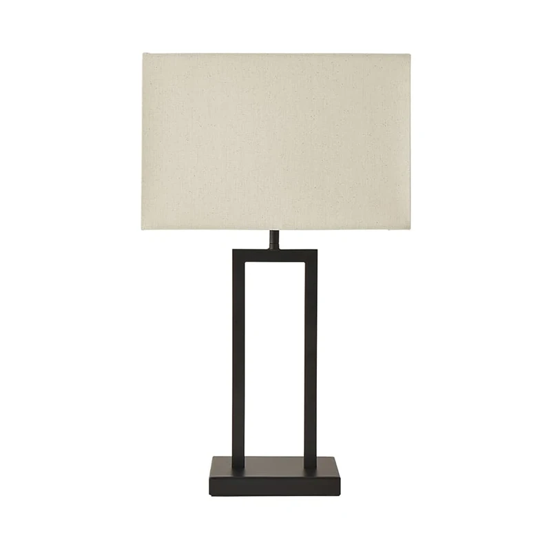 ValueLights | Gloria Black Double Stem Metal Table Lamp with Rectangular Lamp Shade and Bulb | Table Lamps, Home Décor & Improvement Essential | Light Bulb Included