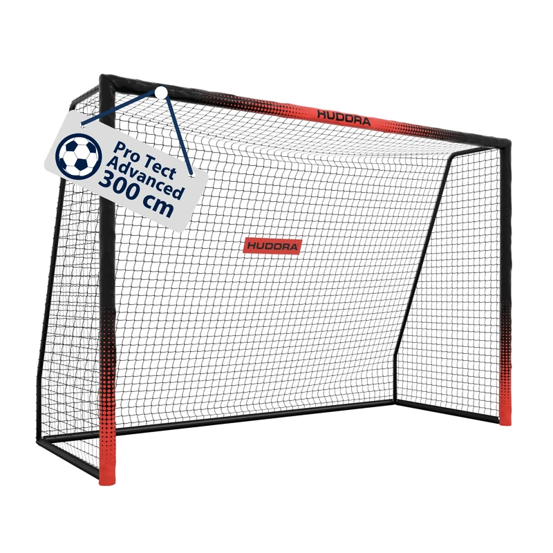 HUDORA Soccer Goal Pro Tect Advanced – Outdoor soccer goal with net and weatherproof coating for children/adults – Easy to assemble in the garden goal wall with zips and Velcro