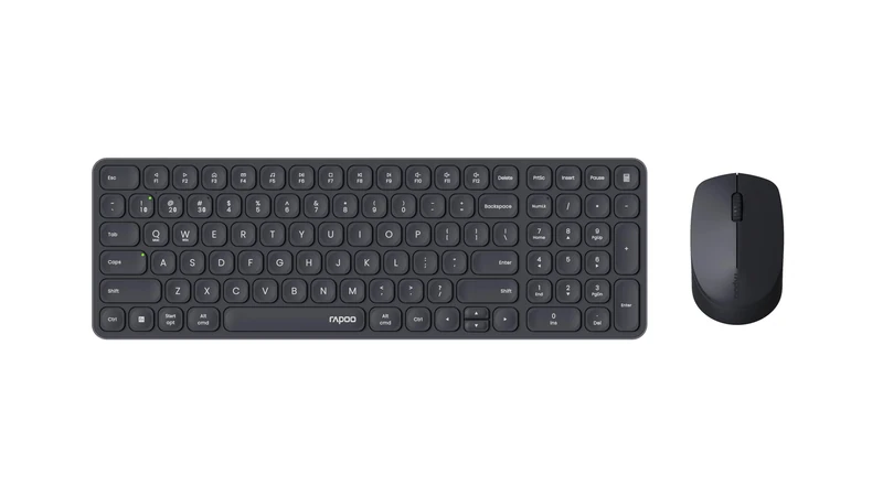 Rapoo I Wireless Keyboard and Mouse (9310M, Ultraslim, Bluetooth 2.4GHz, Batteries) Dark Grey