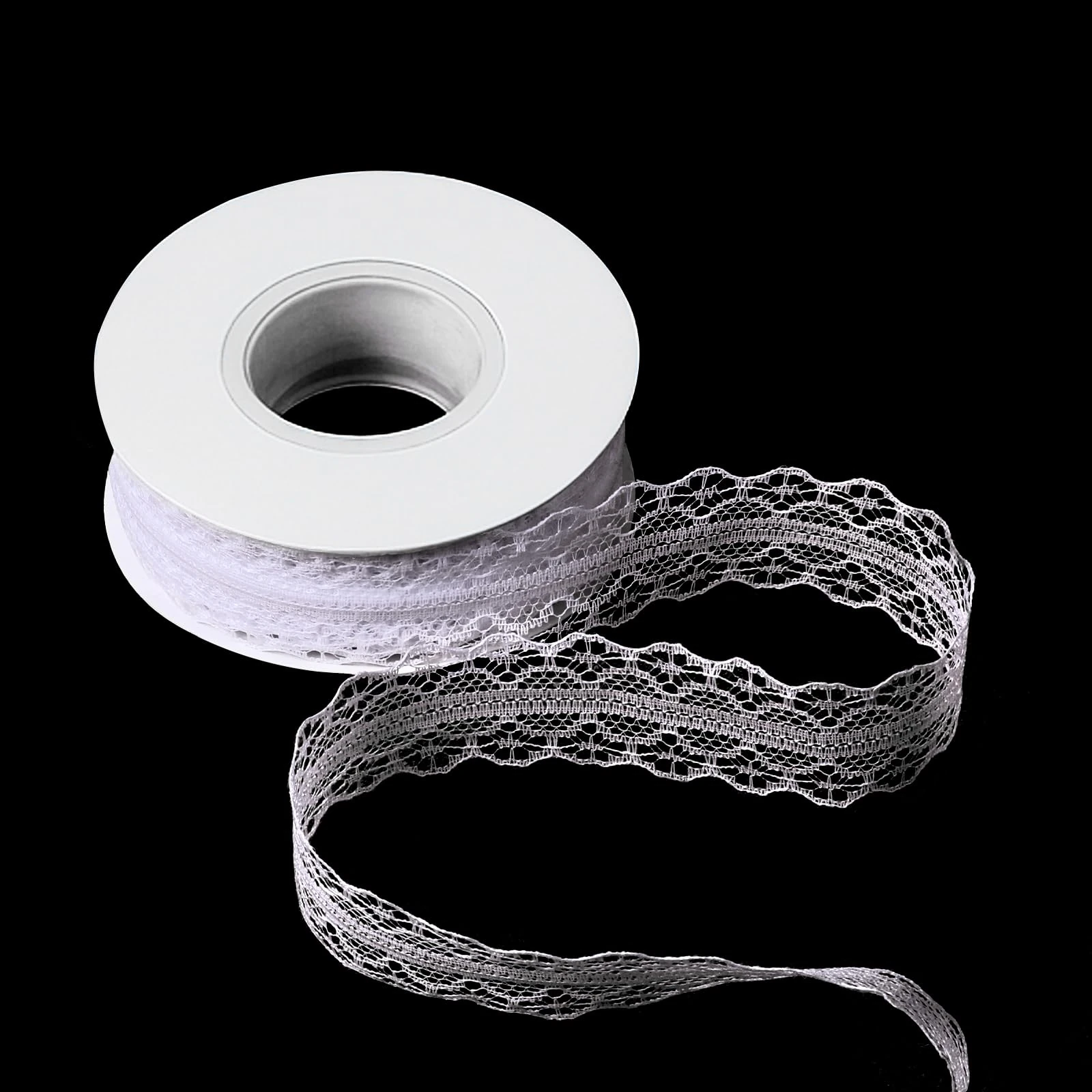 Giantree 25 Yards White Lace Trim Ribbon, 1.2 Inch Wide Lace Fabric Floral Vintage Pattern Roll Ribbons for Gift Wrapping Handbook Wedding Decoration DIY Crafts Sewing Flower Design