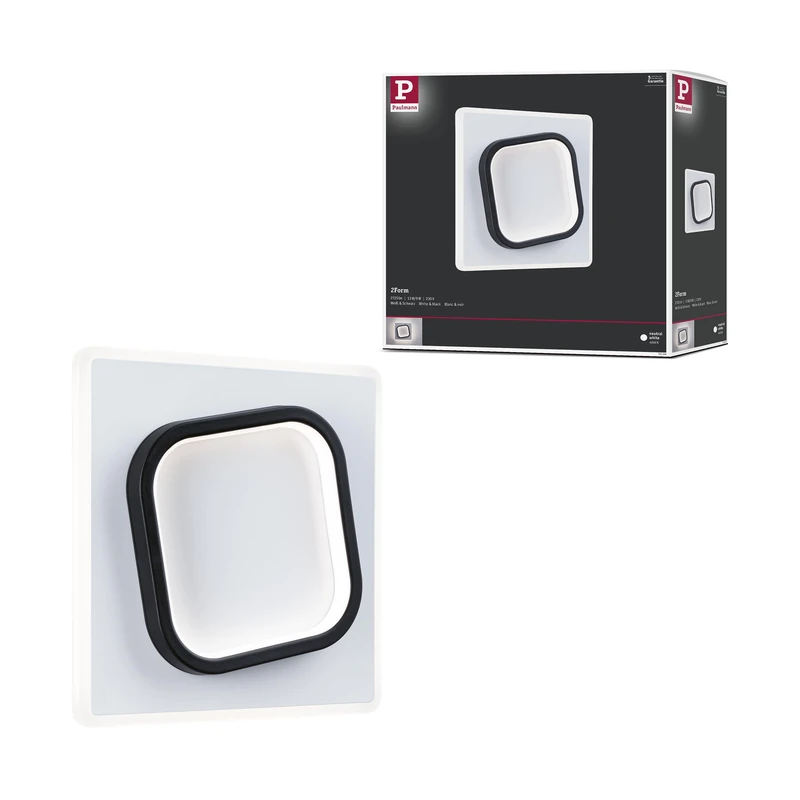 Paulmann WD 2Form WL LED 22W 240x240mm White Black 230V Acrylic Metal 71164