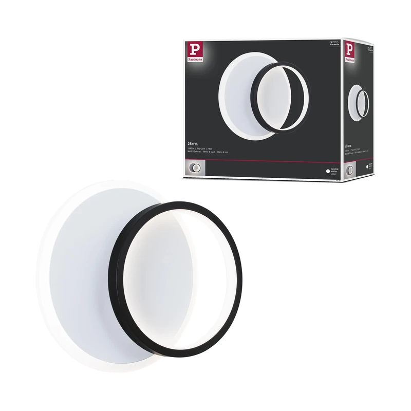 Paulmann WD 2Form WL LED 12.5W 240x180mm White Black 230V Acrylic Metal 71166