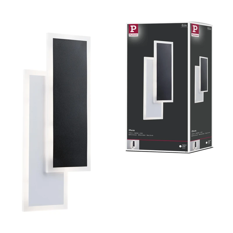 Paulmann WD 2Form WL LED 16W 150x350mm White Black 230V Acrylic Metal 71167
