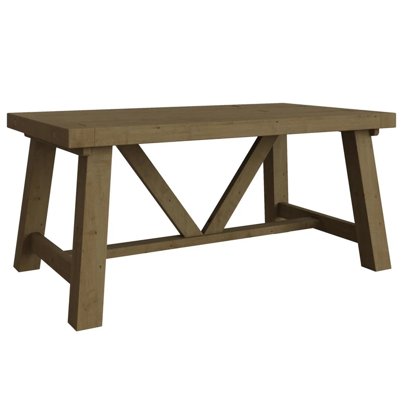 FWStyle Solid Reclaimed Natural Pine 1.6M Fixed Top Dining Table - H75 X W160 X D100cm