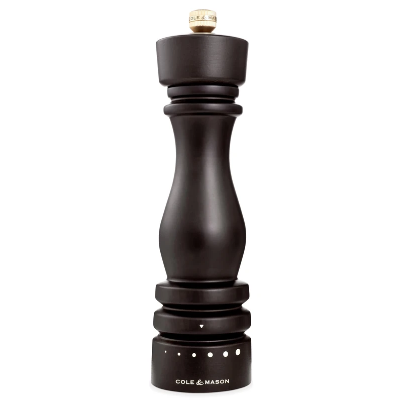 Cole & Mason London Pepper Mill, Grind Select Adjustable Coarseness, Chocolate Wood, 220mm, Refillable Manual Grinder
