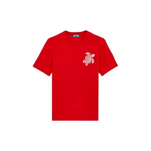 Vilebrequin, Cotton T-Shirt Jacquard Turtle, L, Poppy Red