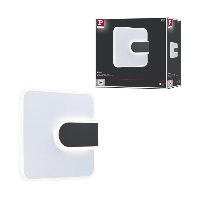Paulmann WD 2Form WL LED 16.1W 240x240mm White Black 230V Acrylic Metal 71168