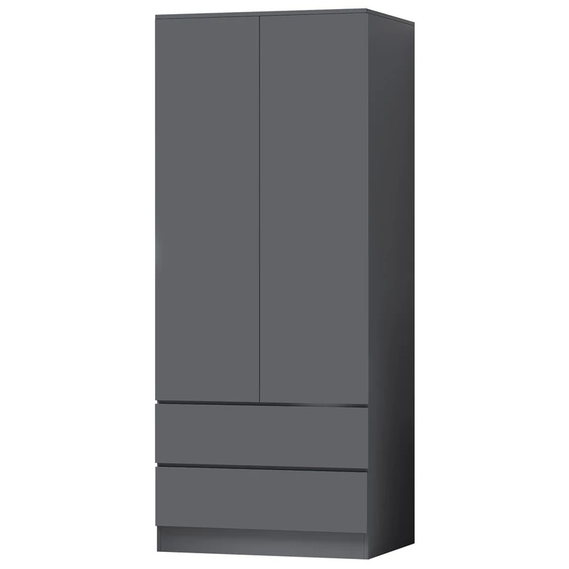 FWStyle Matt Dark Grey 2 Door 2 Drawer Combination Wardrobe
