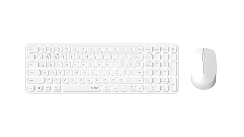Rapoo I Wireless Keyboard and Mouse (9310M) Ultra Thin Bluetooth 2.4GHz Batteries - White