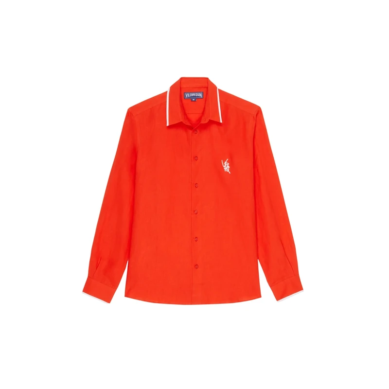 Vilebrequin, Linen Shirt Vbq Line, Xl, Poppy Red
