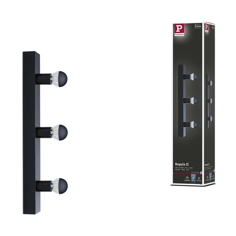 Paulmann 80097 Mirror luminaire IP44 E14 230V max. 3x40W dimmable Black