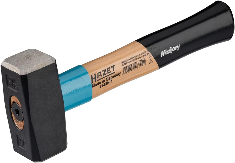 HAZET Hammer 2142N-1, Length: 260 mm, 1000 g Hammer Head, Vibration-Absorbing Hickory Handle, High-Alloy Quality Steel for Long Service Life