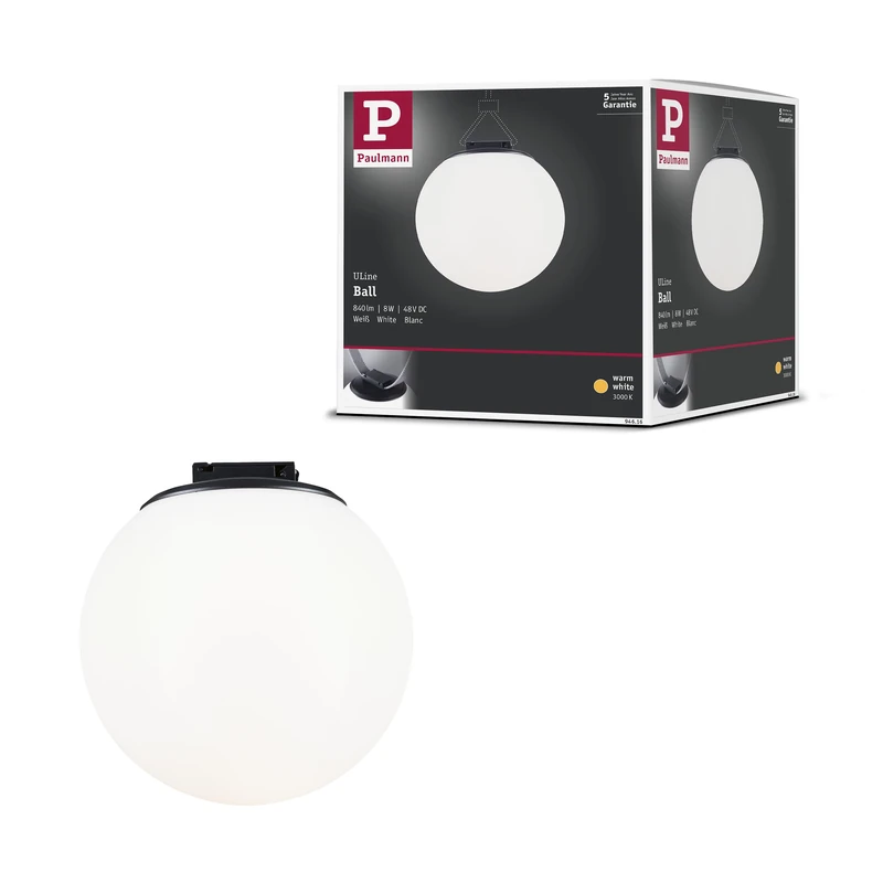 Paulmann 94616 ULine LED Pendant Ball 795lm 8W 150mm 3000K Black