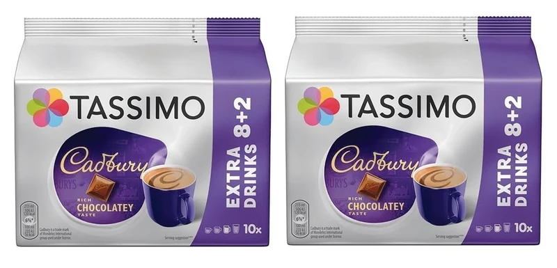 Tassimo Cadbury Hot Chocolate Pods x10 (Pack of 2, Total 20 Capsules)