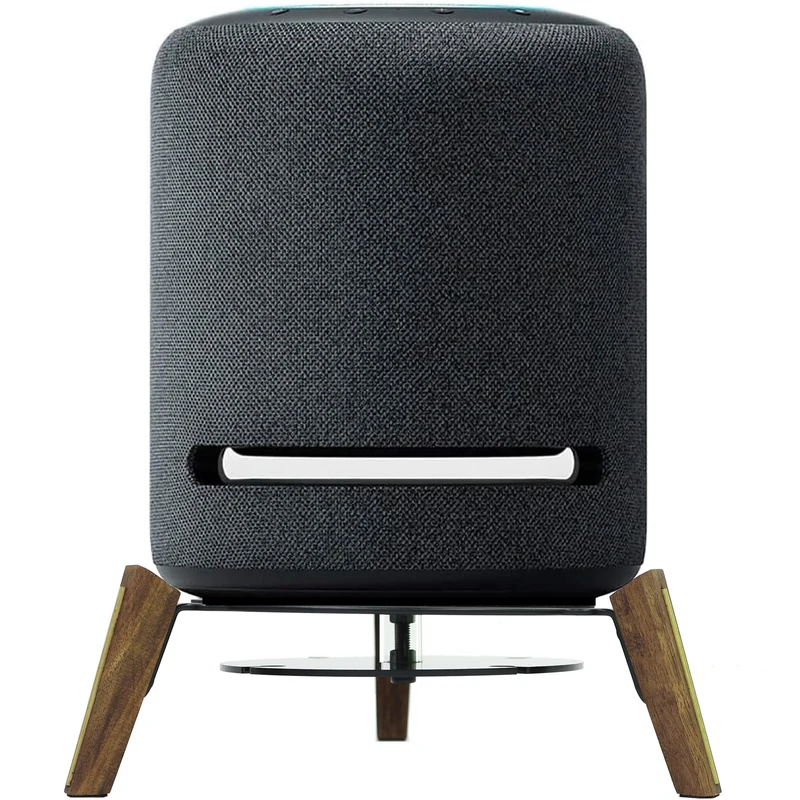Wooden Stand for Echo Studio and Homepod 2nd/1st Gen Smart Speaker, Stable Desktop Mount for Better Sound and Home Decoration (Black Walnut with Metal Strip)