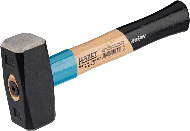 HAZET Hammer 2142N-3, Length: 280 mm, 1500 g Hammer Head, Vibration-Absorbing Hickory Handle, High-Alloy Quality Steel for Long Service Life