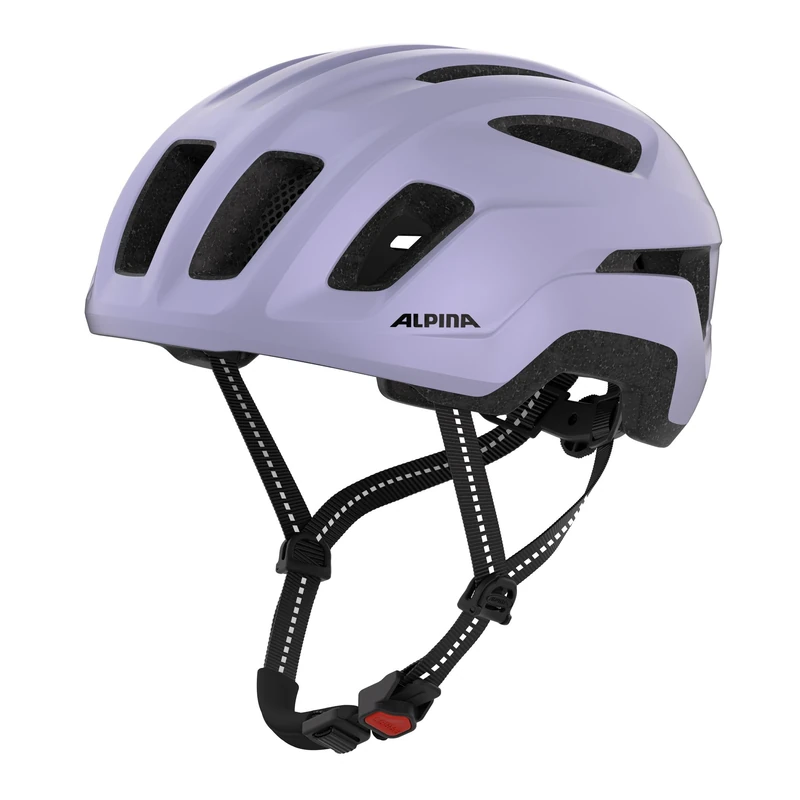 ALPINA PARANUS URBAN – Bike helmet with LED rear light, lightweight Hi-EPS inner shell, large ventilation, individually adjustable, and integrated insect net - lilac matt - 52-56