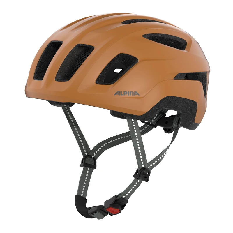 ALPINA PARANUS URBAN – Bike helmet with LED rear light, lightweight Hi-EPS inner shell, large ventilation, individually adjustable, and integrated insect net - burro-brown matt - 55-59