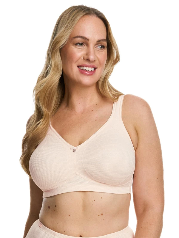 SUSA Women's Capri Bra Without Underwire, Women's Bras with Moulded Cups and Support Panels, Beautiful Skin Feeling, Optimal Fit, Soft Peach, 42D