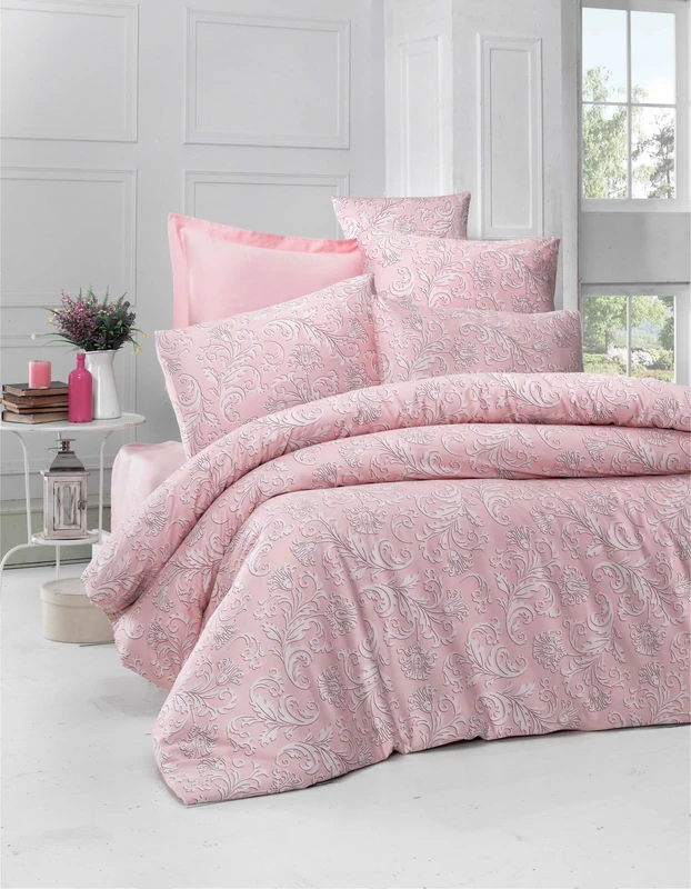 Nuit Des Rêves Luxurious Satin Double Quilt Cover Set (200 x 200 cm), Powder Colour, 100% Cotton, 2 Pillowcases (80 x 80 cm) | Machine Washable, 210 Thread Count | Elegant Bedding for a Cosy Bedroom - Image 1