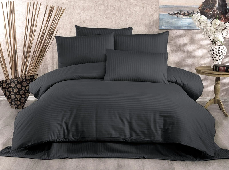 Nuit Des Rêves King Quilt Cover Set (DE) - Anthracite, 200 x 220 cm Duvet & 2 x 80 x 80 cm Pillowcases | 80% Cotton, 20% Polyester, 229 Thread Count | Machine Washable