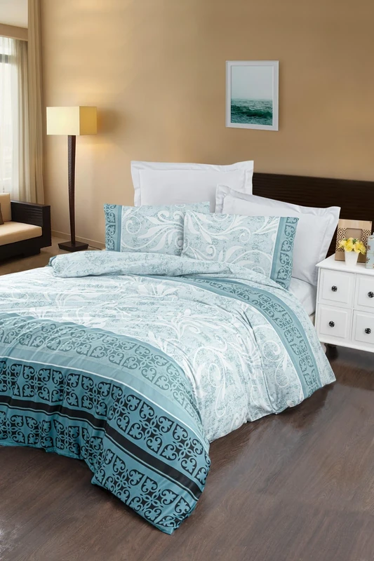 Nuit Des Rêves Luxurious Satin King Quilt Cover Set (200 x 220 cm), Mint Colour, 100% Cotton Satin, 210 Thread Count, Machine Washable, Includes 2 Pillowcases, Elegant & Comfortable Bedding