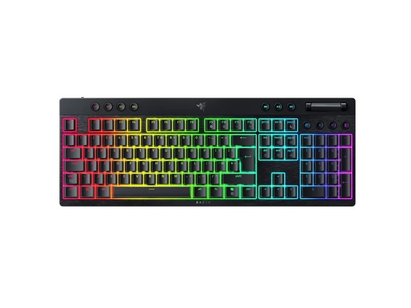 Razer BlackWidow V4 Low-profile HyperSpeed - Wireless Low-profile Mechanical Gaming Keyboard - HyperSpeed Wireless & BT - Multi Roller & 11 Control Buttons - Orange Switches | QWERTY UK-Layout