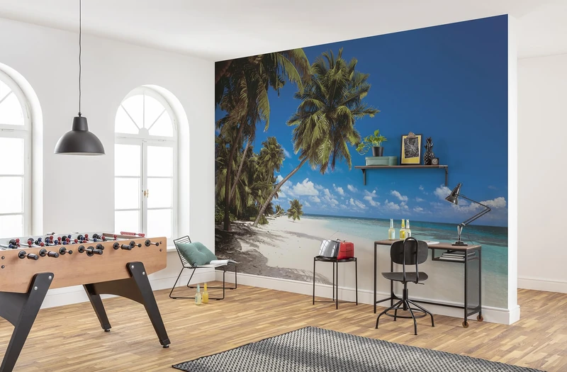 Komar Non-Woven Photo Wallpaper - Maldives - Size 336 x 240 cm - Wallpaper Beach Palm Trees - Width 50 cm - Image 1