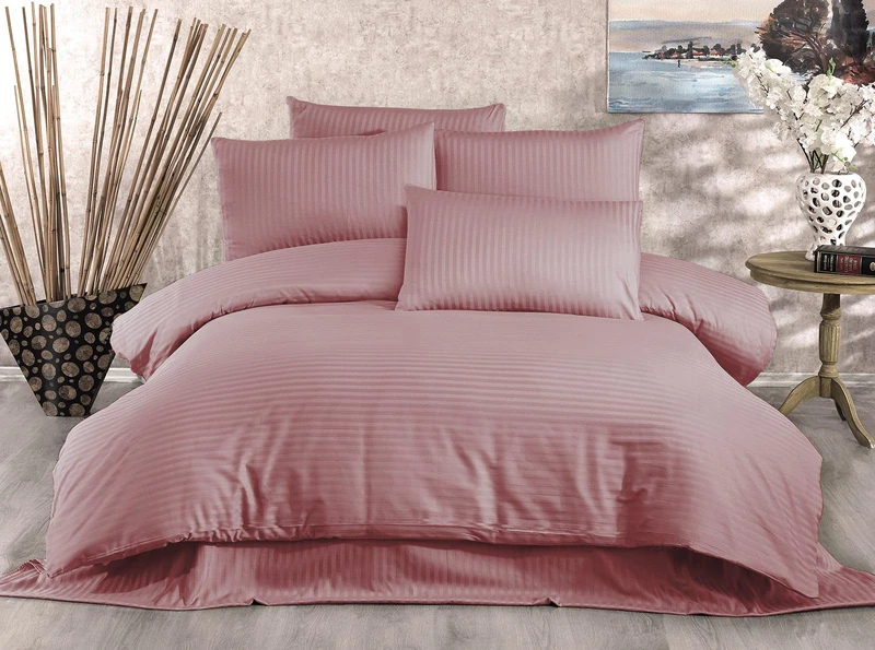 Nuit Des Rêves Double Quilt Cover Set (DE), Powder Colour, 200 x 200 cm Duvet & 2 x 80 x 80 cm Pillowcases | 80% Cotton, 20% Polyester, 229 Thread Count | Machine Washable