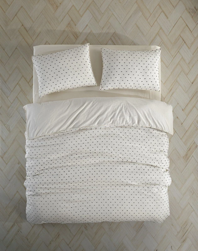 Nuit Des Rêves Ranforce Single XXL Quilt Cover Set, 100% Cotton, 155 x 220 cm Duvet & 80 x 80 cm Pillow Case, Cream & Black, Machine Washable at 40°C, Soft & Durable