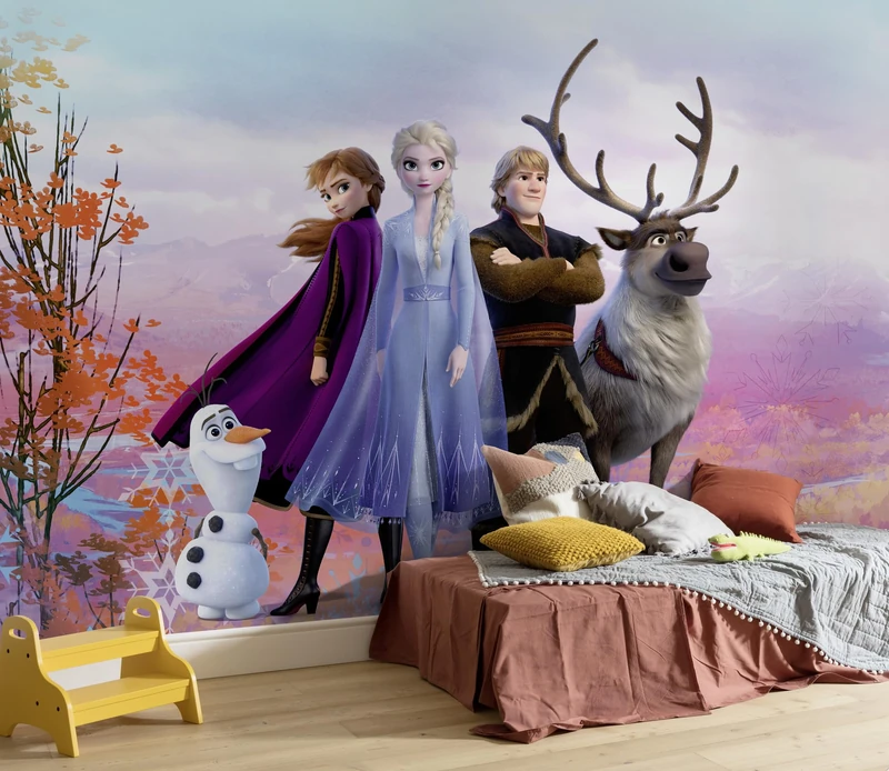 Komar Fleece Photo Wallpaper Frozen Iconic Size 336 x 240 cm Disney Children's Room Anna Elsa Wallpaper Panel Width 50 cm