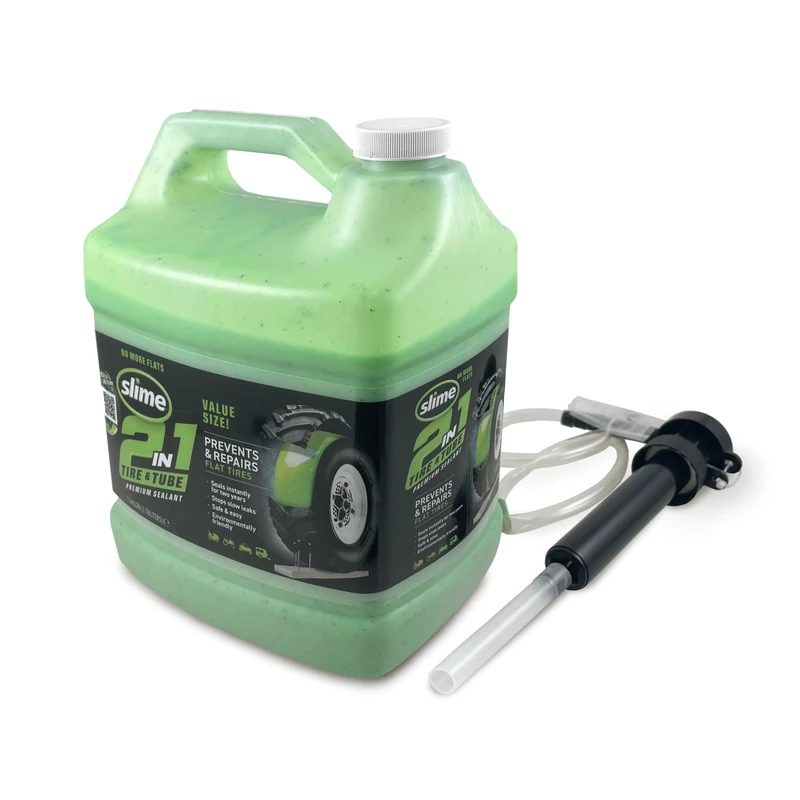 Slime 10207-5 2-in-1 Tyre & Tube Sealant Puncture Repair Sealant, Premium, Prevent and Repair, suitable for all off-highway Tyres and Tubes, Non-Toxic, Eco-Friendly, 3.78 Litre (1 Gallon) bottle
