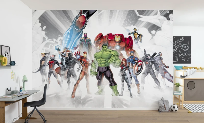 Komar Non-Woven Photo Wallpaper Avengers Unite Size 336 x 240 cm Marvel Wallpaper Children's Room Width 50 cm