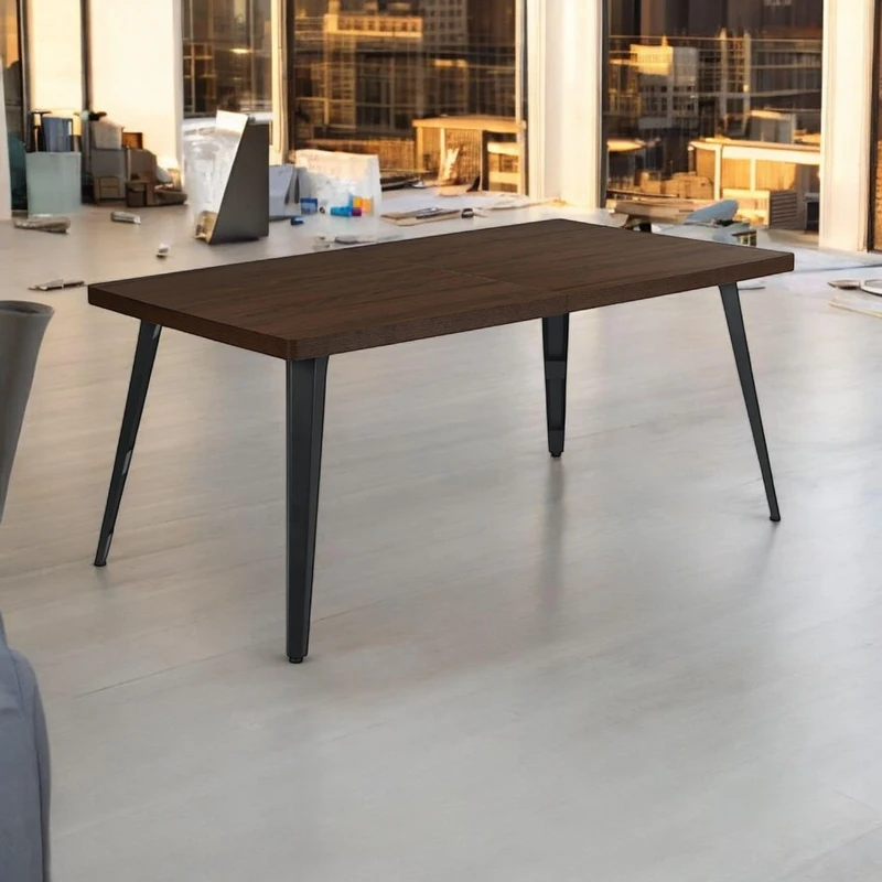 HOMYLIN 1-Pack Dark Brown Drafting Table, Modern Design, MDF Durable Construction, Home and Office Use, Space-Saving Furniture with Sleek Metal Legs, Ideal for Creative Workspaces