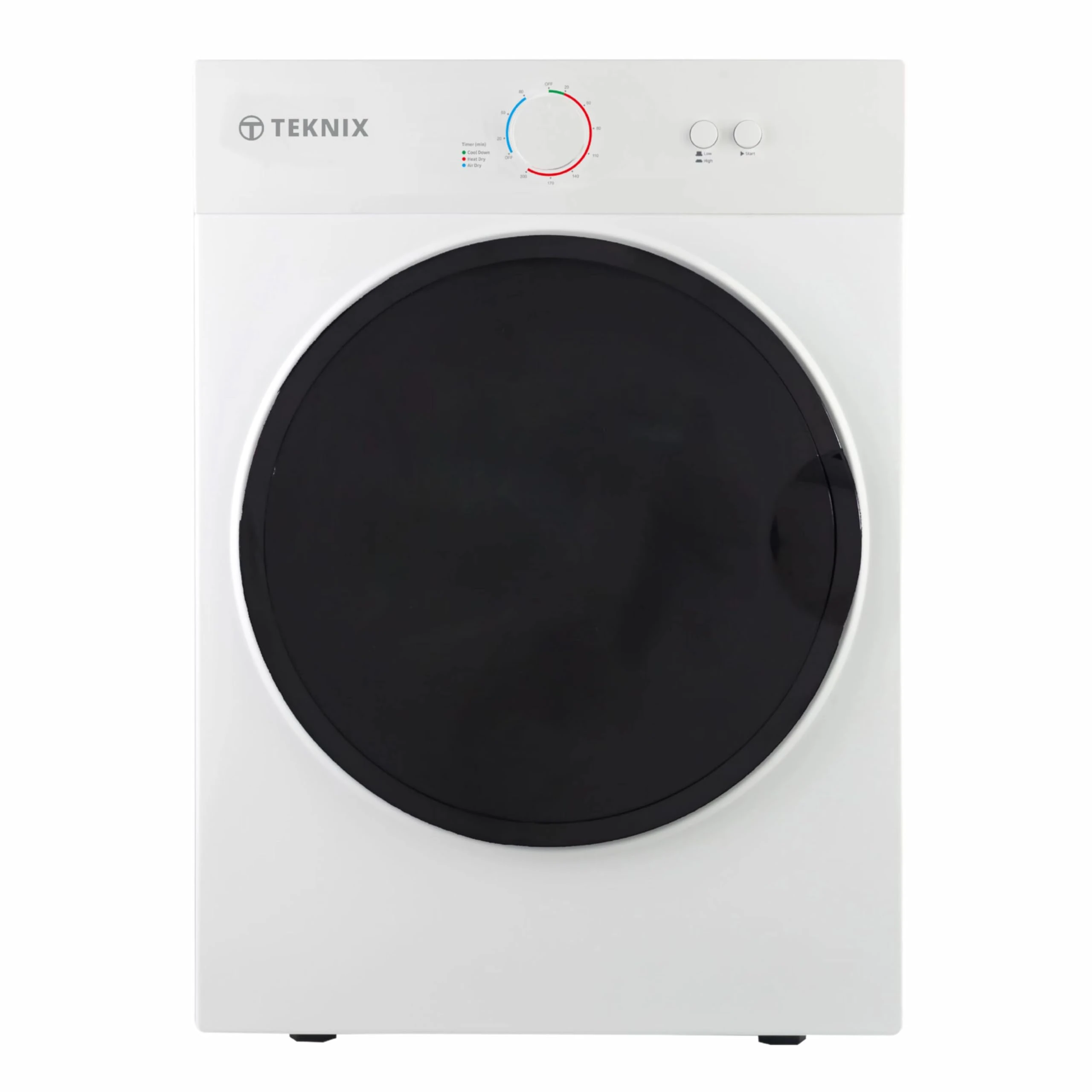 Teknix TKV3W Compact Freestanding 3kg Vented Mini Dryer - 3 Heating Functions - Anticrease Technology - White, H69.0 x W49.0 x D47.5 (cm)