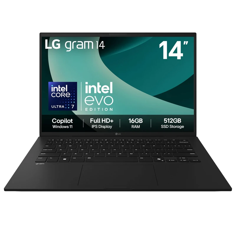 LG gram 14Z90T - 14 Inch FHD+ IPS Ultra-Lightweight Laptop, Intel Core Ultra 7 255H - EVO Edition, 16GB RAM, 512GB SSD, Windows 11 Home, gram Hybrid AI, Copilot, Black (2025)