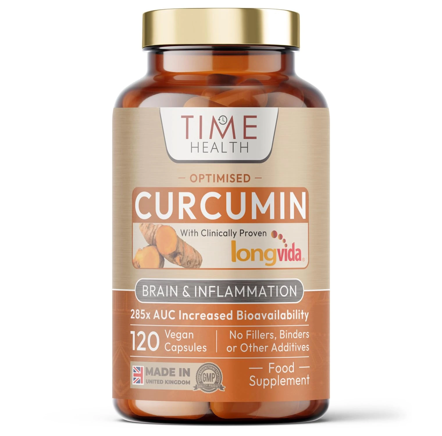 Longvida Curcumin - Clinically Studied - 285XAUC Increased Bioavailability - Vegan - Pullulan - UK Made - GMP Standards - Zero Additives