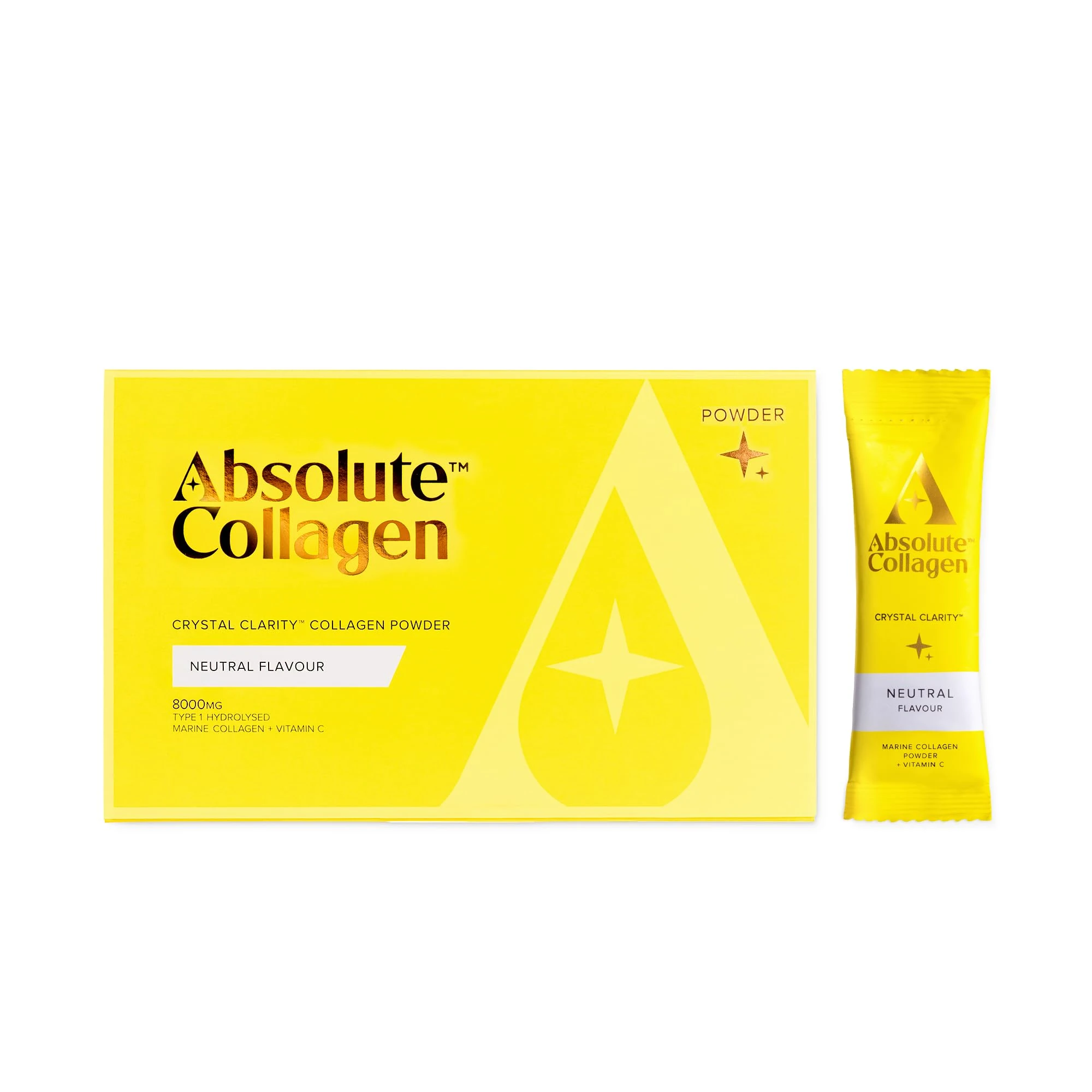 Absolute Collagen Marine Powder Collagen Supplement for Women | Neutral Flavour, Supports Hair, Nail & Skin Health, 8000mg of Hydrolysed Collagen per Sachet, Vitamin C | 14 Sachets