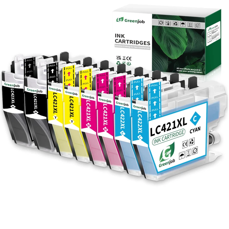 Greenjob LC421XL Ink Cartridges Replacement for Brother LC421 LC-421XL LC-421XLVAL Ink Cartridges Multipack Compatible with Brother DCP-J1050DW MFC-J1010DW DCP-J1140DW DCP-J1800DW Printer (8-Pack)