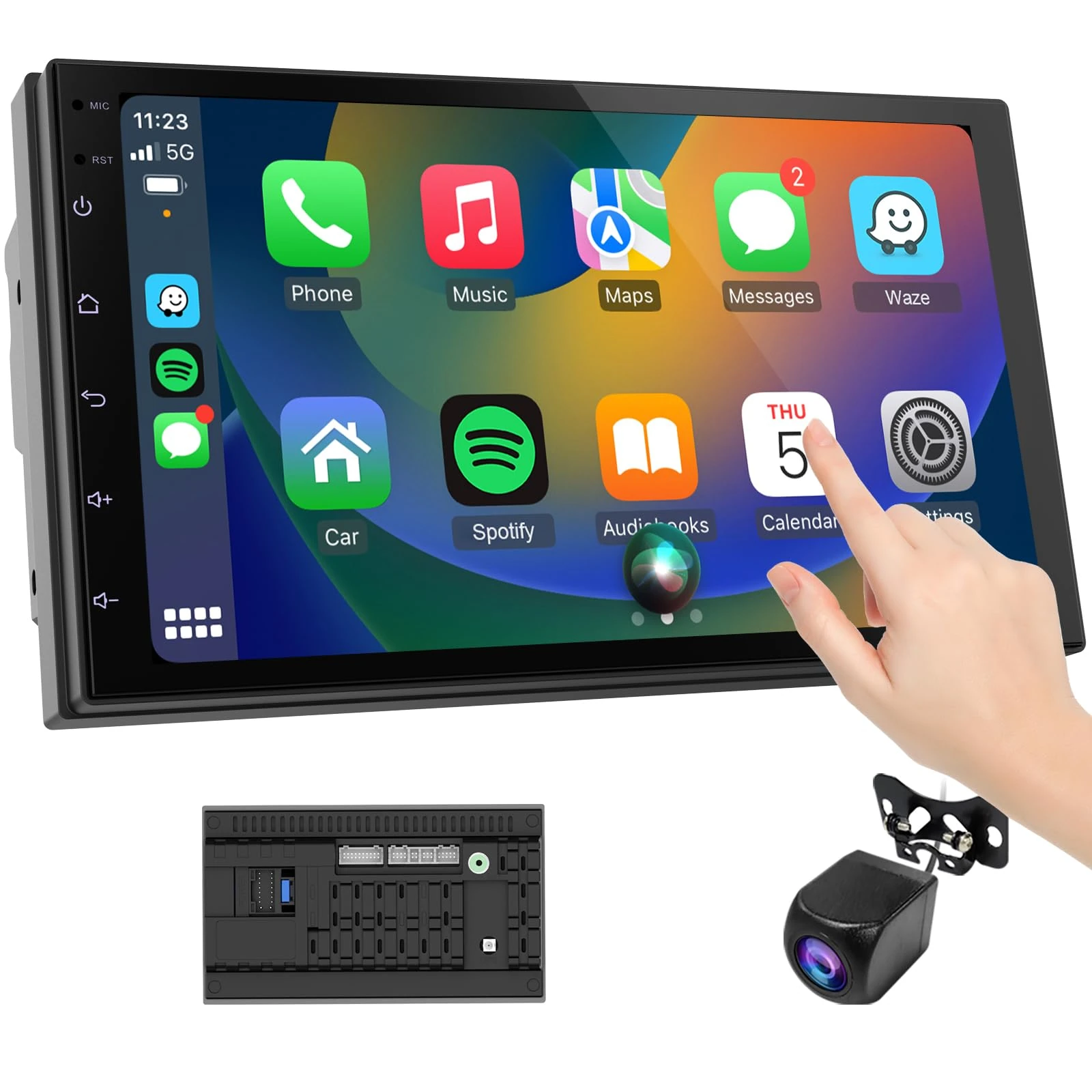 Haudio 7 Inch 2 Din Wireless Car Screen for Apple CarPlay & Android Auto,with Backup Camera,FM/AM,Mirror Link,Bluetooth,Voice Control,GPS Navigation for All Cars |CarPlay Screen (RAM 2GB+ROM 64GB)