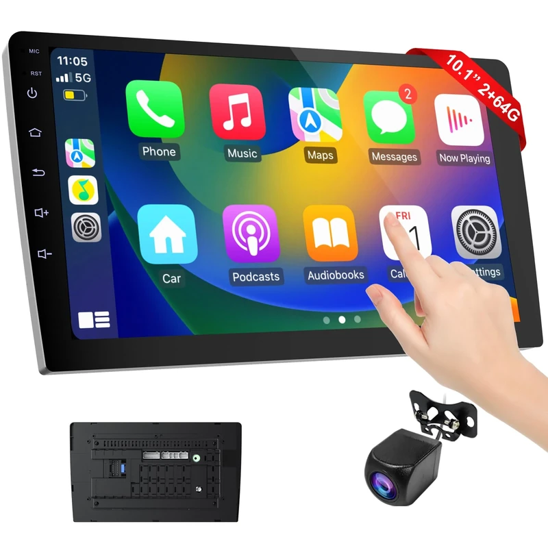 Haudio 10.1 Inch 2 din car Stereo,with wireles CarPlay and Android Auto,HD Touch Screen Car Stereo with Mirror Link, Bluetooth 5.0, Backup Camera, AUX,FM/AM Transmitter|Double din carplay Radio