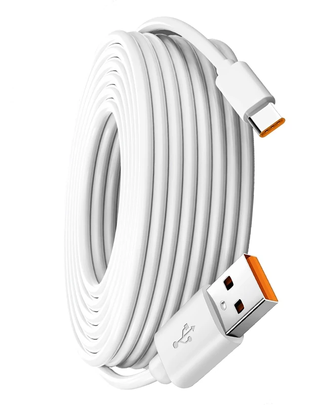 5m Extra Long USB C Cable,Durable USB A to USB C Fast Charge Cord Power Extension Charging Lead for Security Cameras Tablets SmartPhones Controller and More