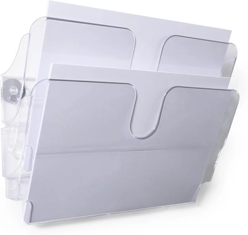 Durable A4 Magnetic Literature Holder - FLEXIPLUS Dual Wall-Mounted Display Stand - Optimal for Holding Brochures and Leaflets - Easy to Install Via Magnetic Attachment - Transparent