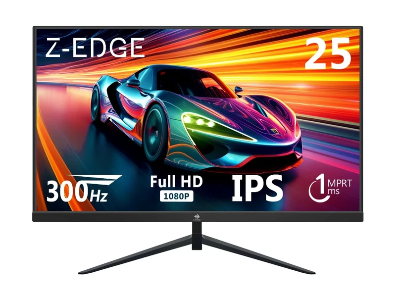 Z-Edge 24.5 Inch Gaming Monitor 300Hz (DP) 240Hz (HDMI) 1ms MPRT Full HD LED Monitor, 300cd/m² Brightness, 16:9 IPS Panel, FreeSync, HDR10, HDMI & DisplayPort, VESA Mountable - Black