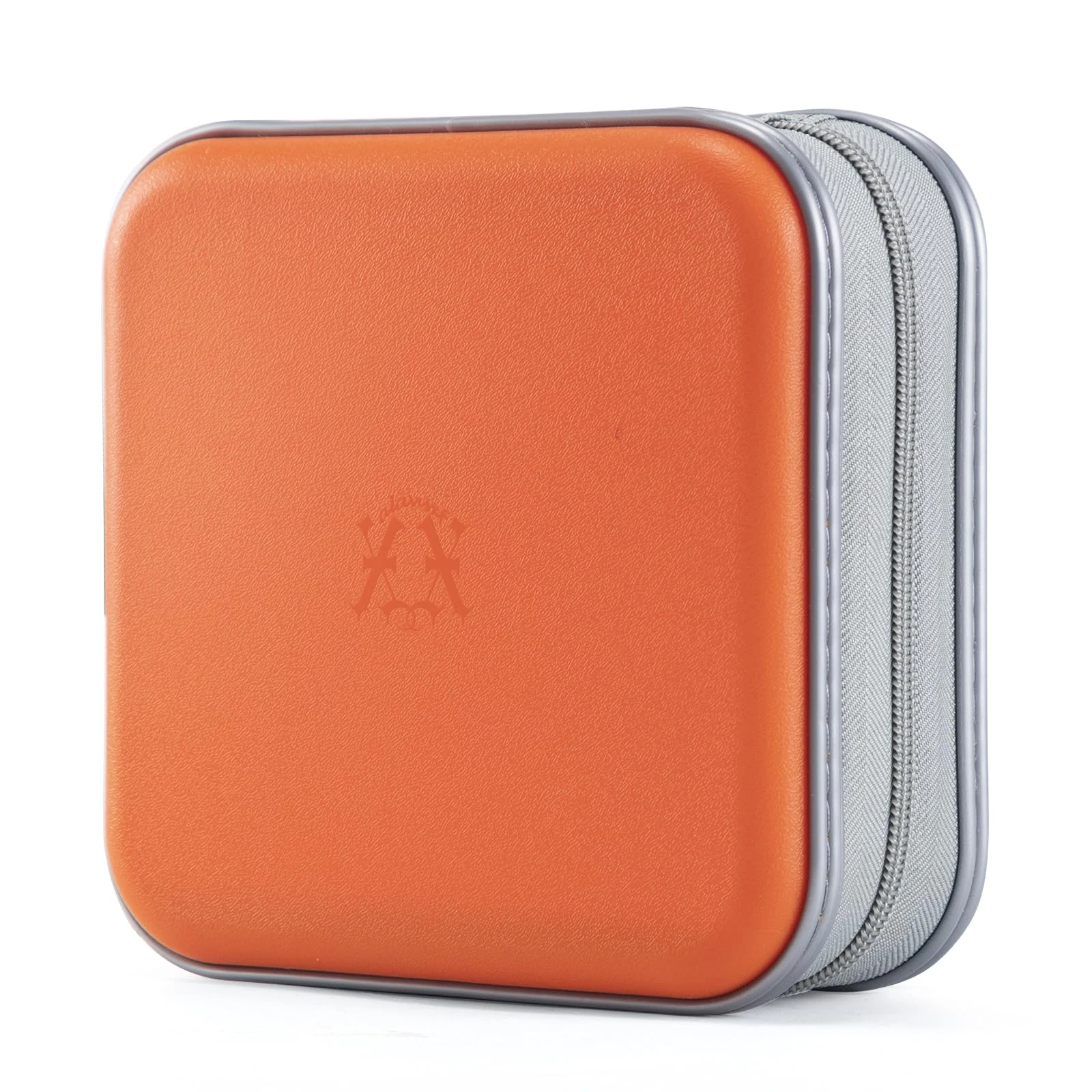 alavisxf xx CD Case, 48 Capacity Hard Plastic Portable Travel DVD Case Protective Zipper CD Case Holder Car Storage Wallet Bag (Orange, 48 Capacity)