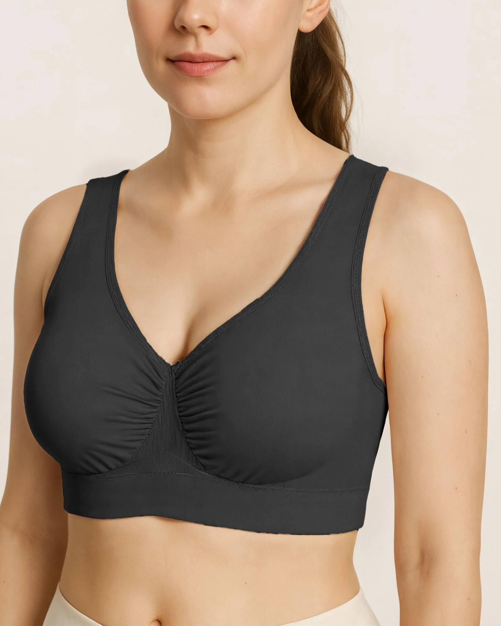 Sports Bras for Women Solid Seamless Comfortable Workout Yoga Bra, Black, X-Large