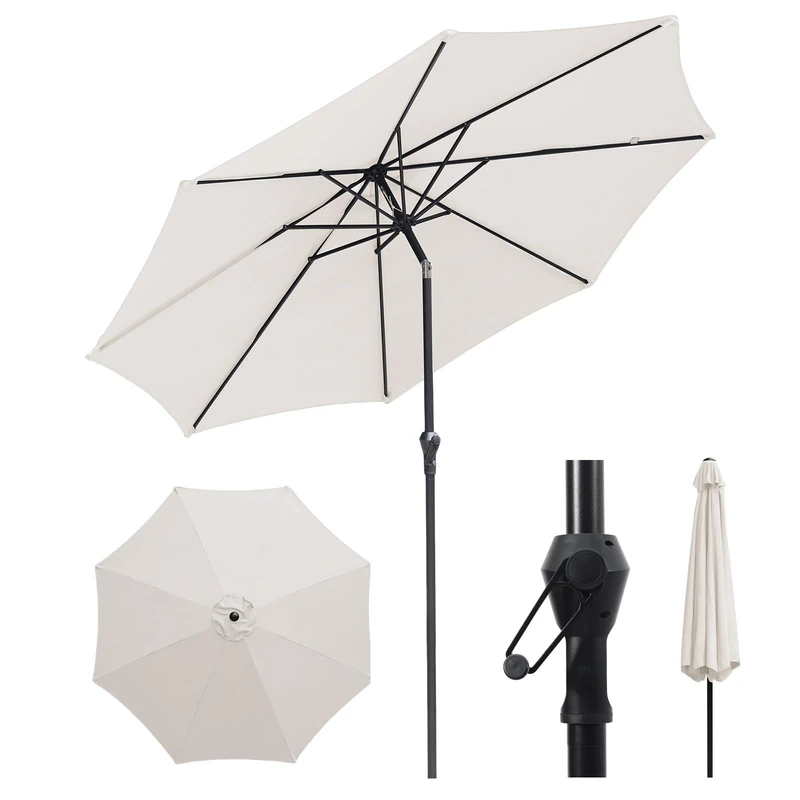 Sekey Parasol 270 cm with UV50+ Protection, Water-Repellent Garden Umbrella with Crank Operation - Ideal for Garden, Balcony & Patio
