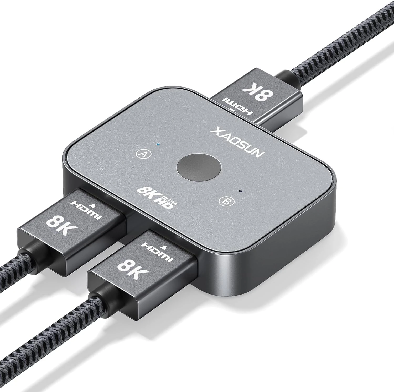 XAOSUN 8K HDMI 2.1 Switch, HDMI Switcher 2 in 1 Out/ 1 in 2 Out,4K@120Hz 8K@60Hz Splitter Supports HDR,3D,Dolby Compatible for Laptops,Xbox,HDTV,PS5/PS4,Roku,Blu-Ray- Plug&Play (No Cable)