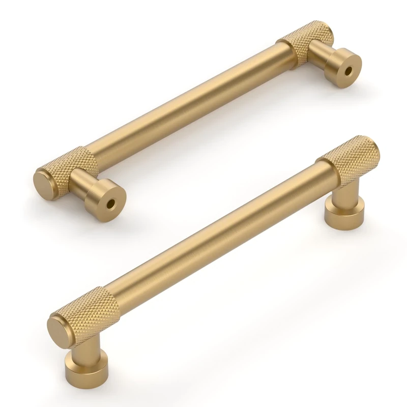 Amerdeco 10 Pack Champagne Bronze Cabinet Pulls 128mm(5Inch) Hole Center Cabinet Hardware Kitchen Cabinet Handles for Bathroom Drawer Pulls Dresser Pulls AM011