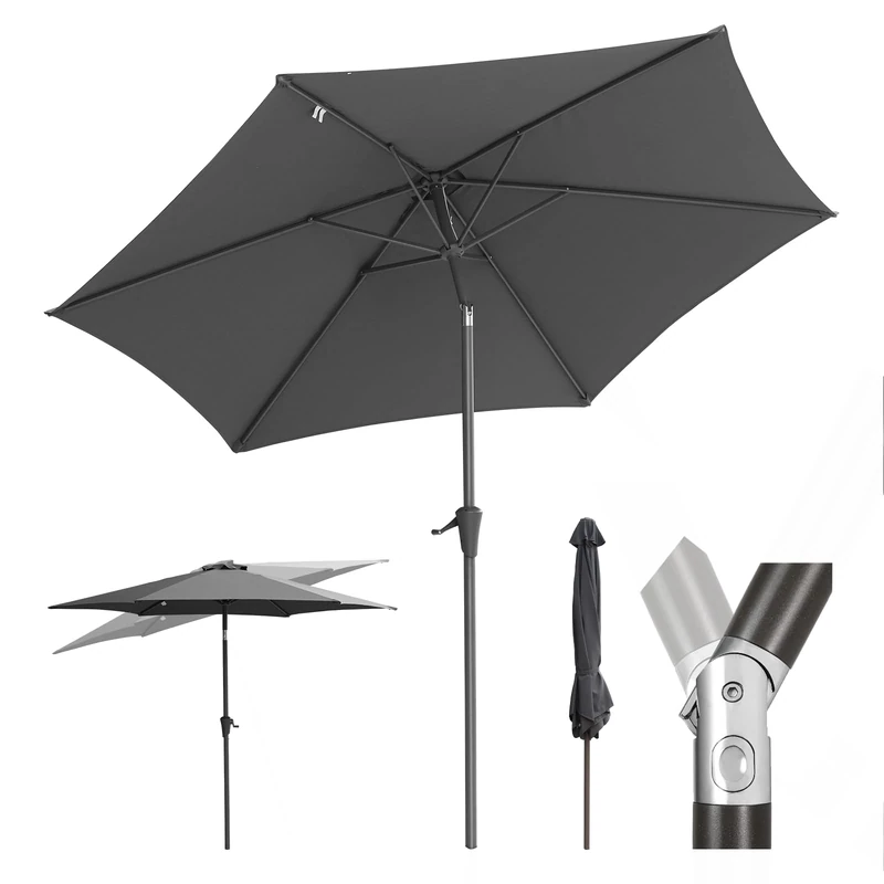 Sekey Parasol 270 cm with UV50+ Protection, Water-Repellent Garden Umbrella with Crank Operation - Ideal for Garden, Balcony & Patio